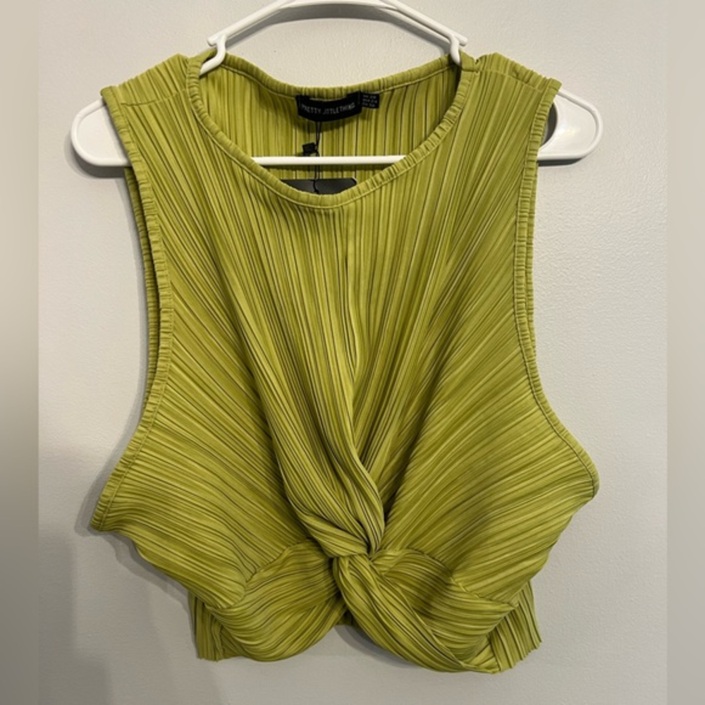 Pretty Little Thing  Women’s Ruched‎ Sleeveless Knot Front  Crop Top S
